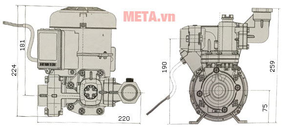 Kích thước máy bơm nước