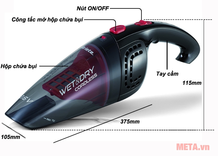 Cấu tạo máy hút bụi Ariete MOD 2474 