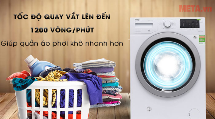 Tốc độ quay vắt 1200 vòng/phút giúp áo quần nhanh khô hơn