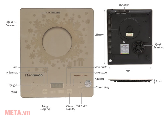 Cấu tạo bếp từ đơn Kangaroo KG419i