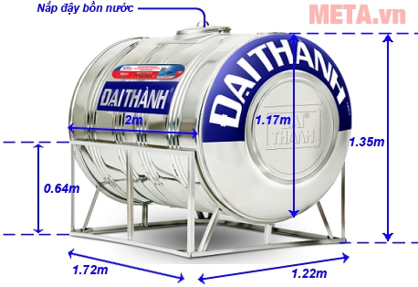 Kích thước bồn nước inox Đại Thành I2.500