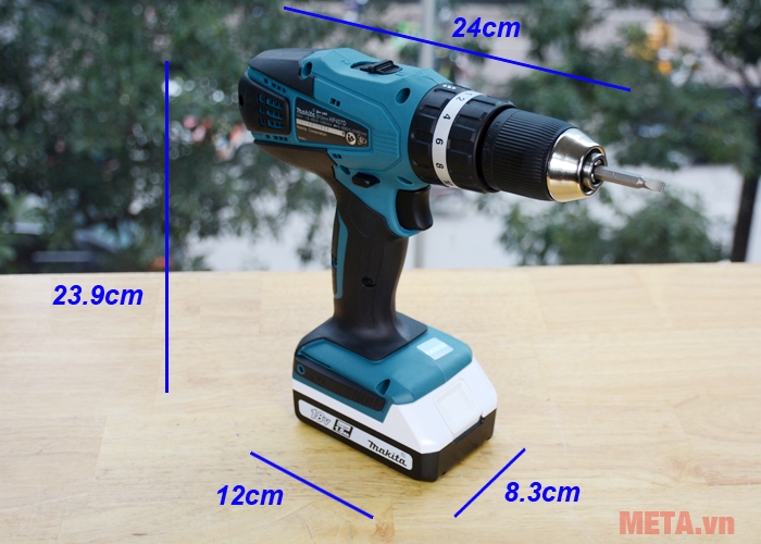 Kích thước máy khoan Makita HP457DWE 