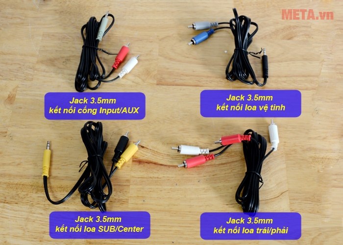 Các jack kết nối đi kèm