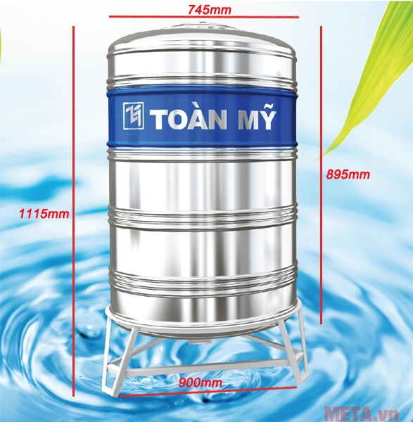 Bồn nước inox đứng Toàn Mỹ 1000L (F950)