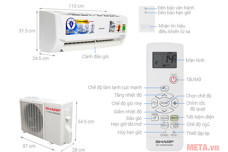 Các chi tiết của điều hòa