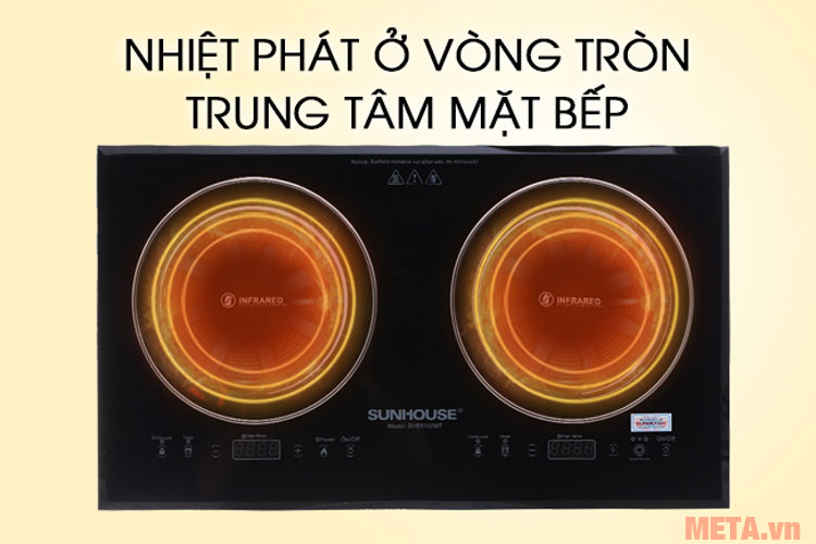 Bề mặt nhiệt của bếp được thiết kế lớn