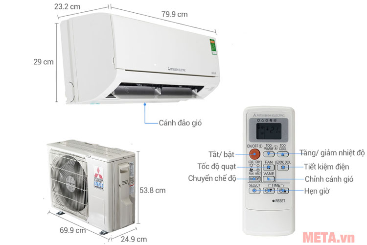 Tổng quan điều hòa 2 chiều 9.000BTU Mitsubishi Electric Inverter MSZ-HL25VA