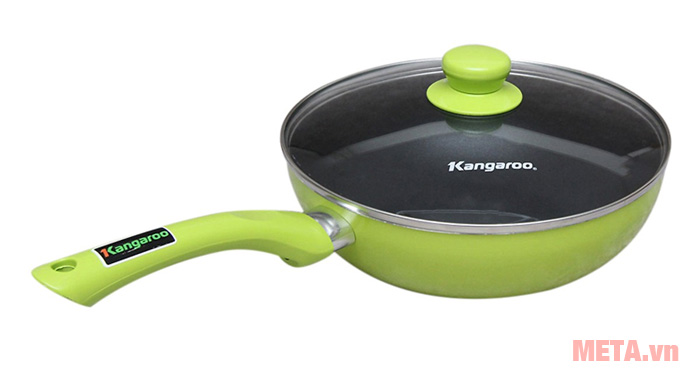 Chảo chống dính sâu lòng vung kính Kangaroo Kg919 (24cm)