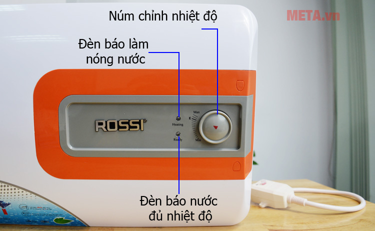 Bình nóng lạnh Rossi R30DI có núm chỉnh nhiệt độ Núm chỉnh nhiệt độ Bình nóng lạnh