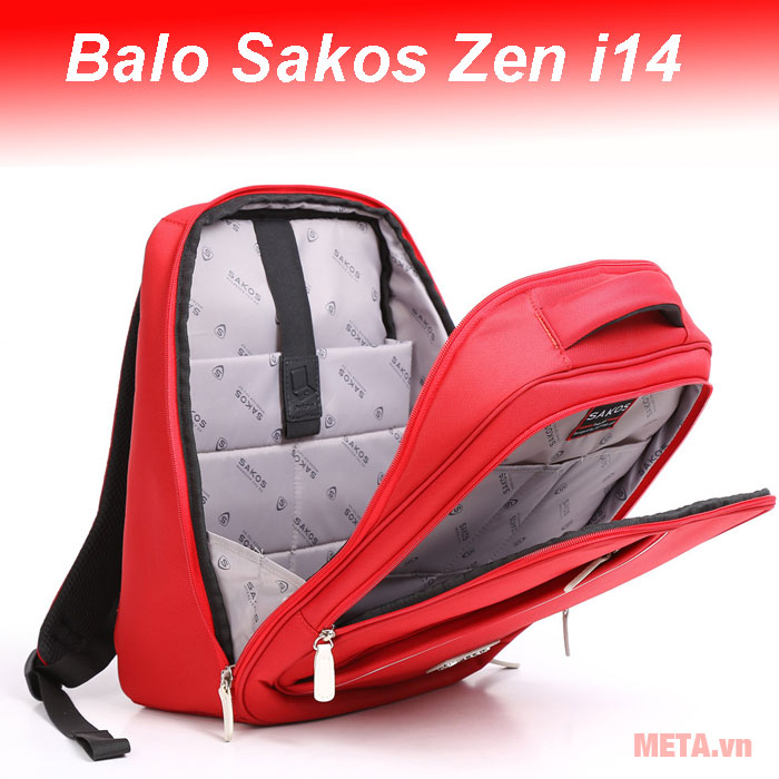 Balo Sakos Zen i14 có ngăn đựng rộng rãi