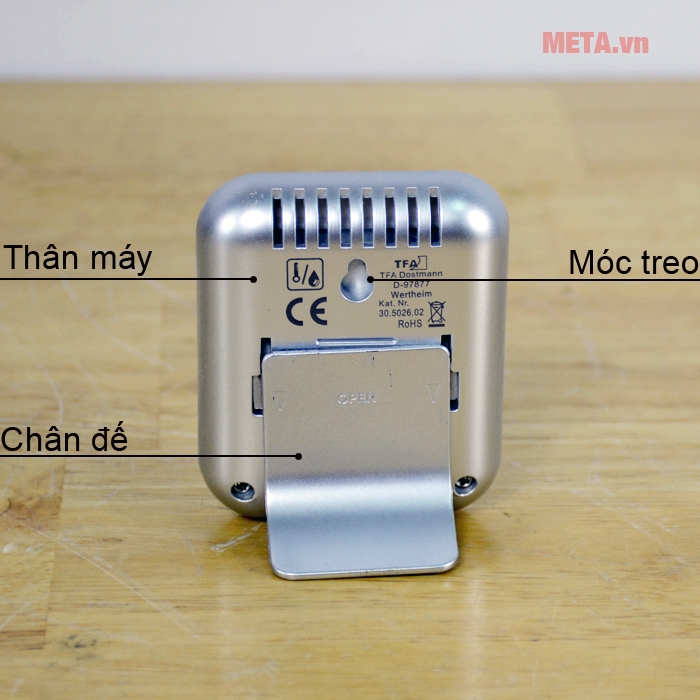 Cấu tạo phía sau nhiệt ẩm kế điện tử TFA01 MOXX