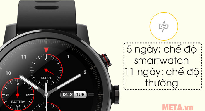 Thời lượng pin của đồng hồ tới 11 ngày ở chế độ thường