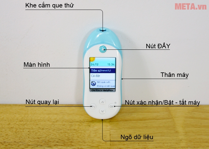 Cấu tạo máy đo đường huyết Johnson & Johnson OneTouch Verio Pro Plus