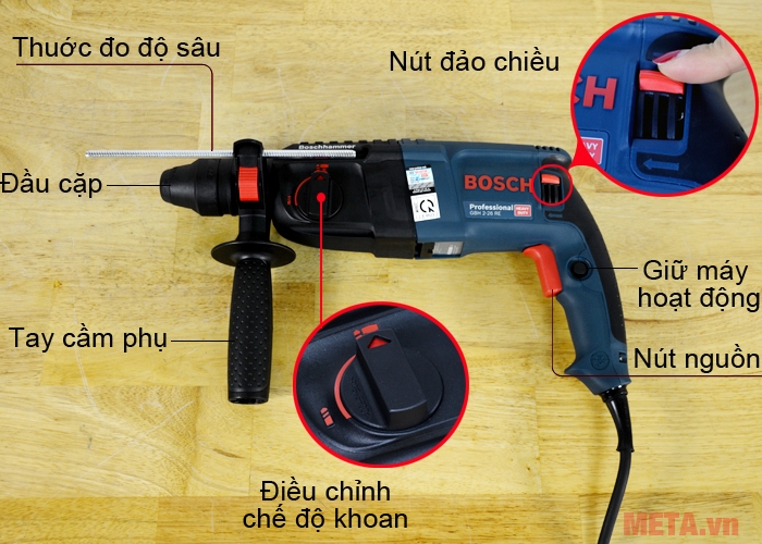 Cấu tạo máy khoan búa Bosch GBH 2-26 RE