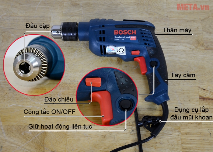 Cấu tạo máy khoan xoay Bosch GBM 13 RE 