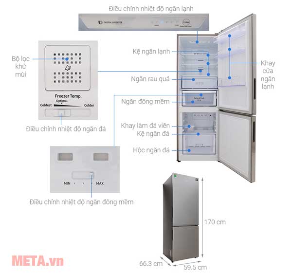 Cấu tạo của Tủ lạnh Samsung Inverter 310 lít RB30N4010S8 SV