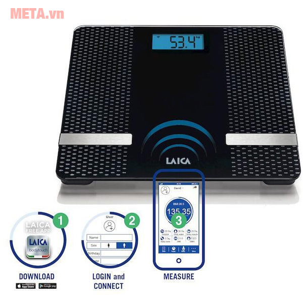 Cân đo tỷ lệ mỡ nước Bluetooth