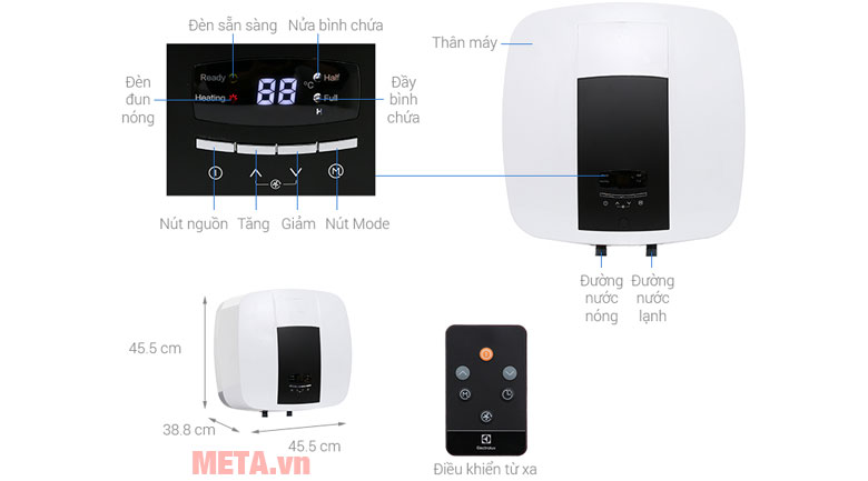 Các chi tiết của bình nóng lạnh