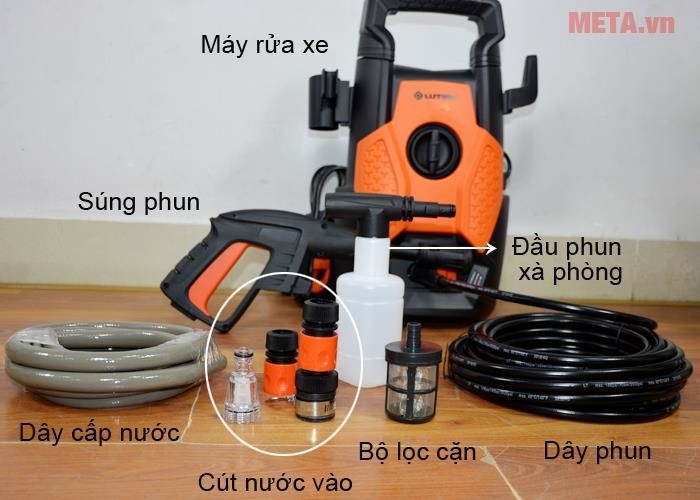 Trọn bộ sản phẩm máy rửa xe Lutian LT 303B