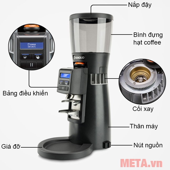 Cấu tạo máy xay cà phê Rancilio KRYO 65 OD 