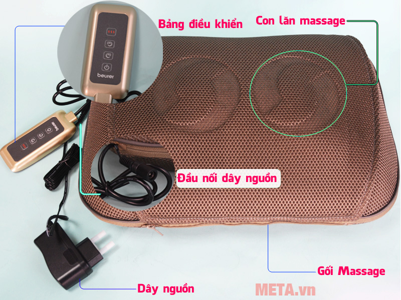 Gối massage có đèn hồng ngoại Beurer MG147 thiết kế vô cùng thoáng khí