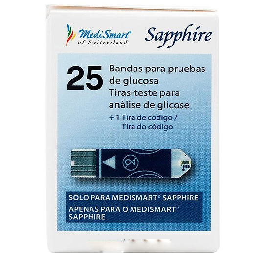 Que thử của máy đo đường huyết MediSmart Sapphire (hộp 25 que)