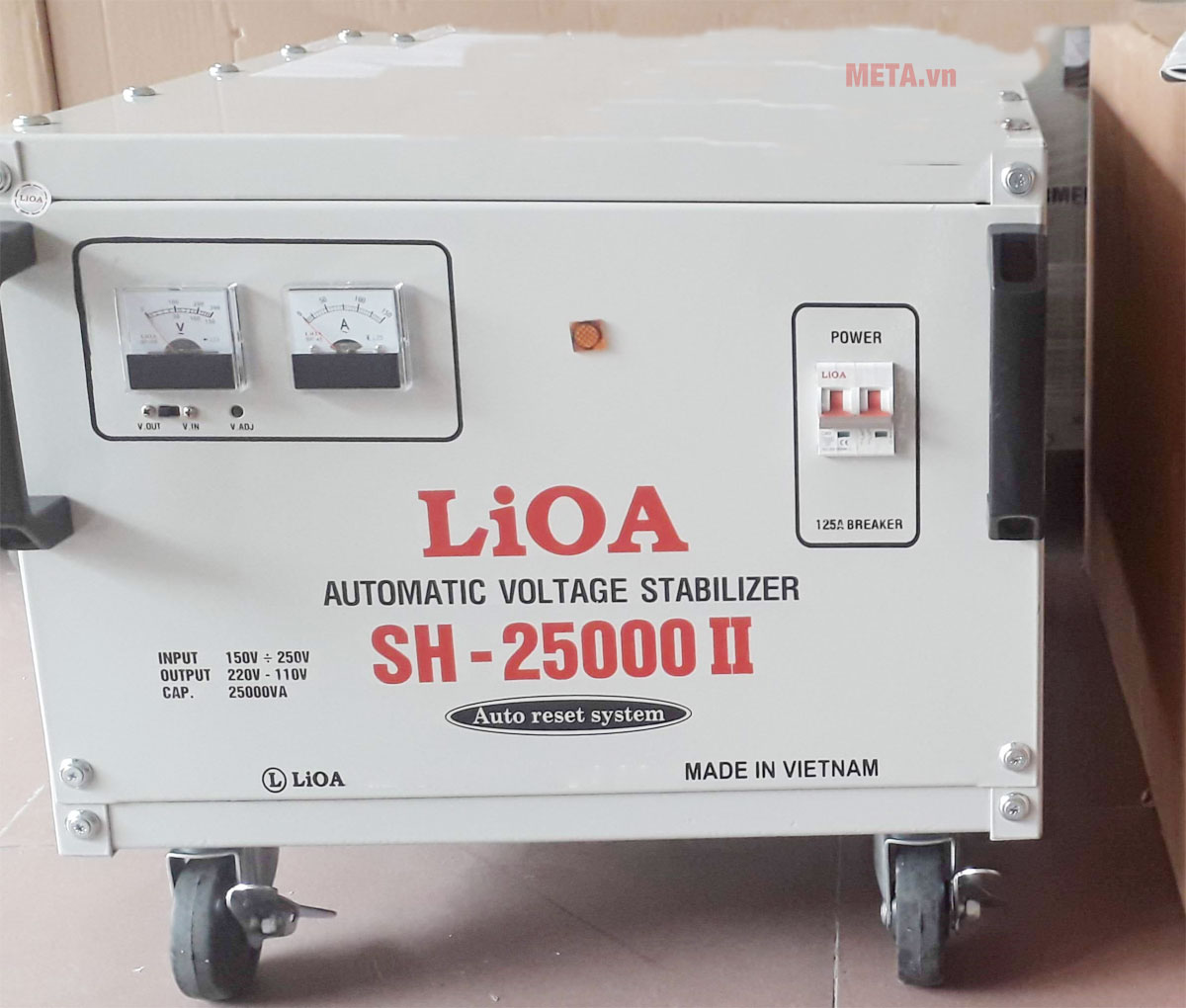 Ổn áp 1 pha Lioa 25KVA SH 25000 có đồng hồ hiển thị điện áp vào/ra