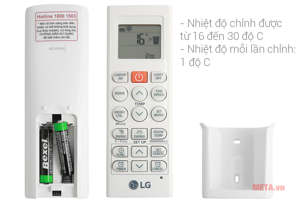 Đi kèm điều khiển từ xa để cài đặt chế độ, tính năng