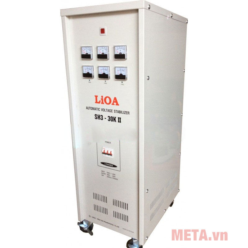 Ổn áp 3 pha Lioa 30KVA SH3 30K trang bị 4 bánh xe tiện lợi 