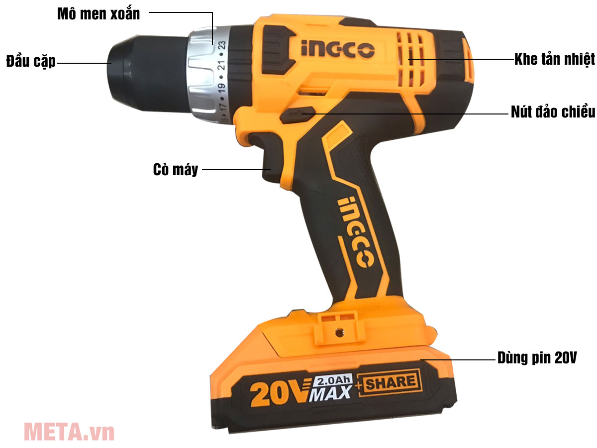 Các bộ phận của Máy khoan dùng pin INGCO CDLI2003 20V INGCO CDLI2003 20V