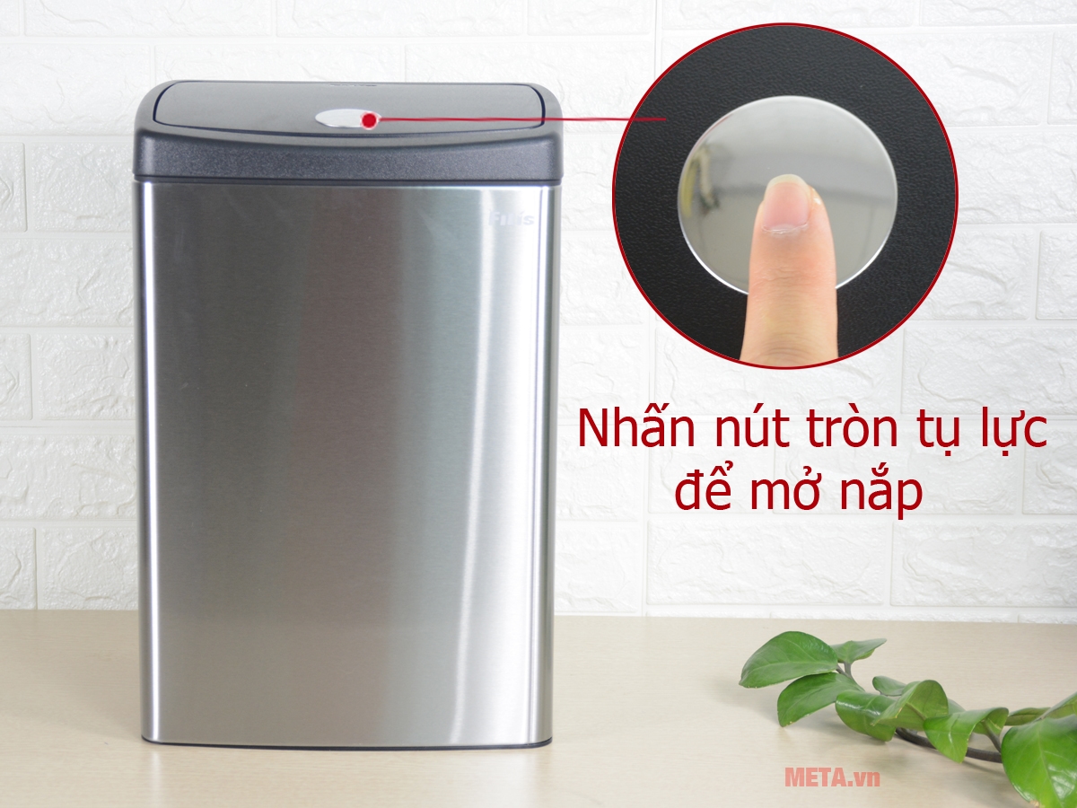 Thùng rác Inox nhấn vuông nhỏ Fitis