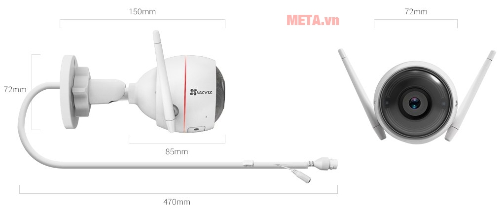 Kích thước Ezviz CS-CV310-A0-1B2WFR nhỏ gọn, dễ lắp đặt