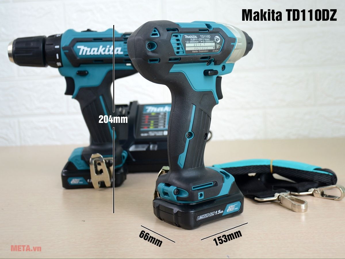 Kích thước máy vặn bu lông Makita TD110DZ