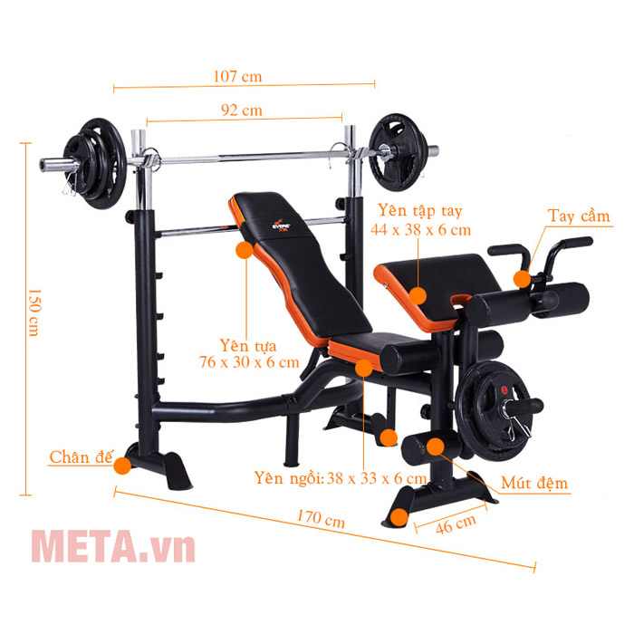 Giàn tập tạ đa năng GM 4380 (Chưa gồm đòn tạ và tạ)