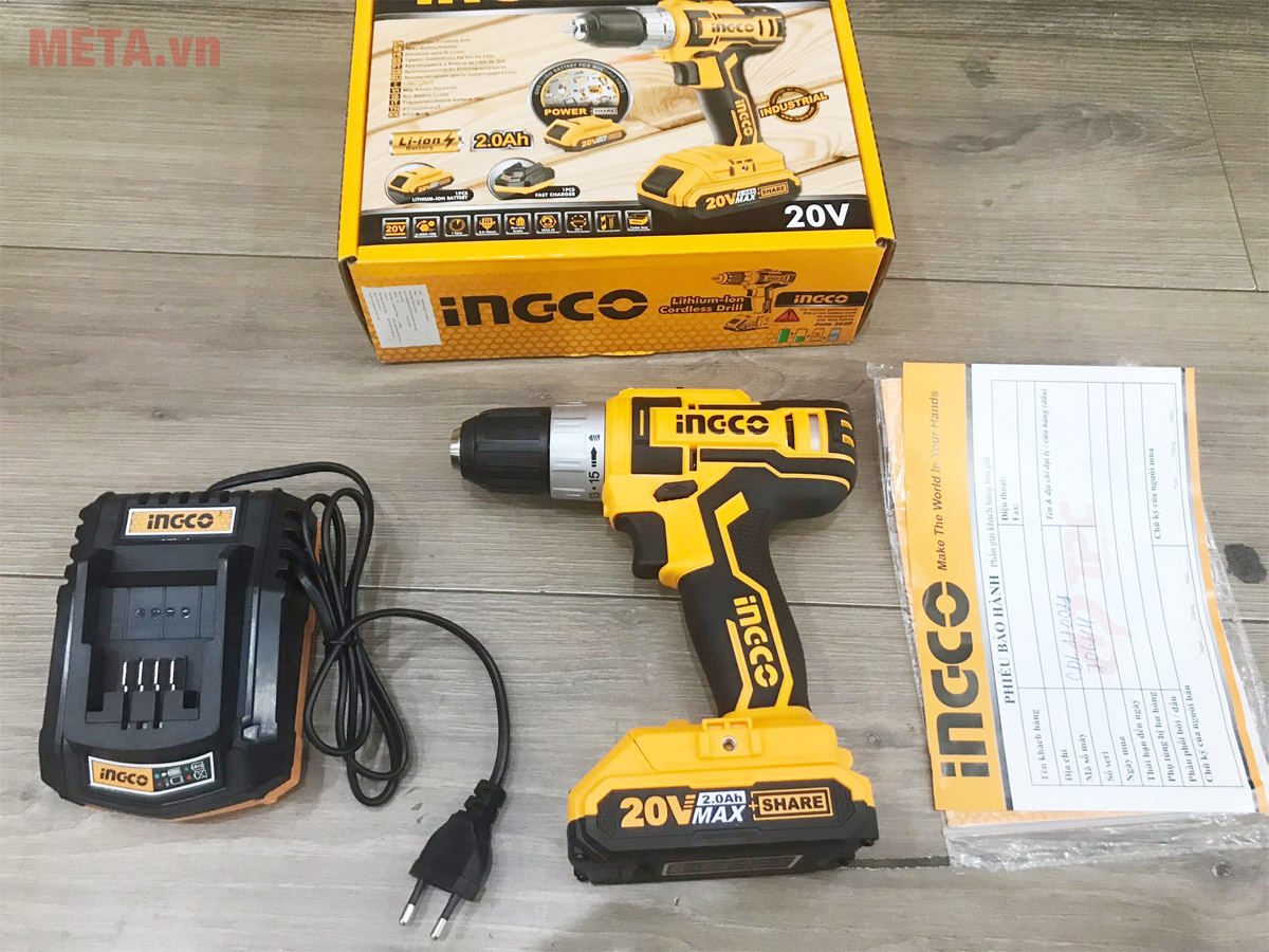 Máy khoan dùng pin INGCO CDLI20021 kèm sạc và pin Máy khoan INGCO