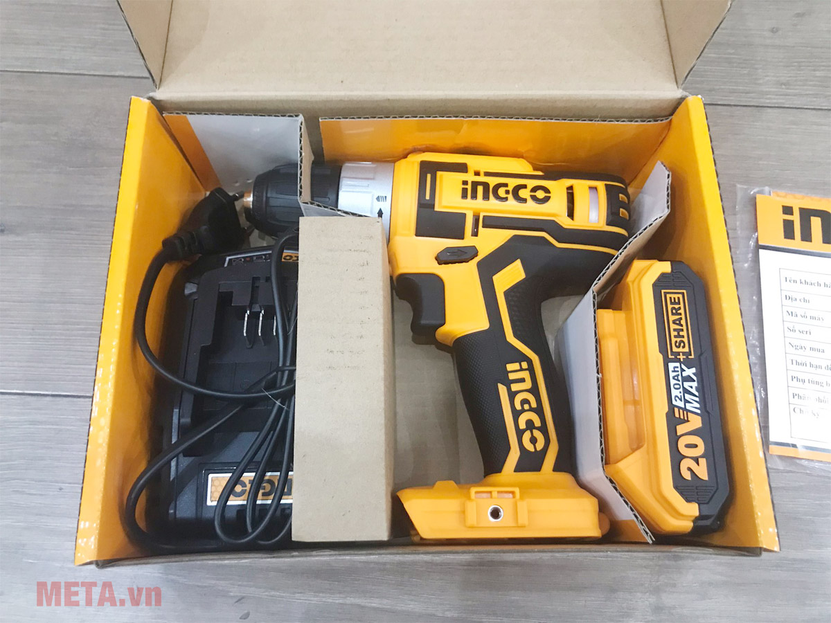 Máy khoan dùng pin INGCO CDLI20021 kèm 1 pin Máy khoan dùng pin