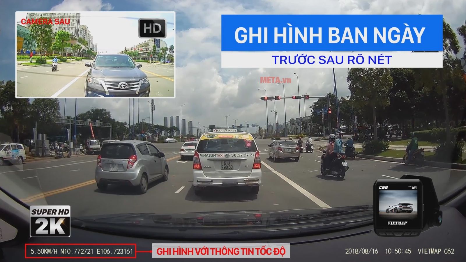 Hình ảnh ghi lại thực tế của camera Vietmap C62