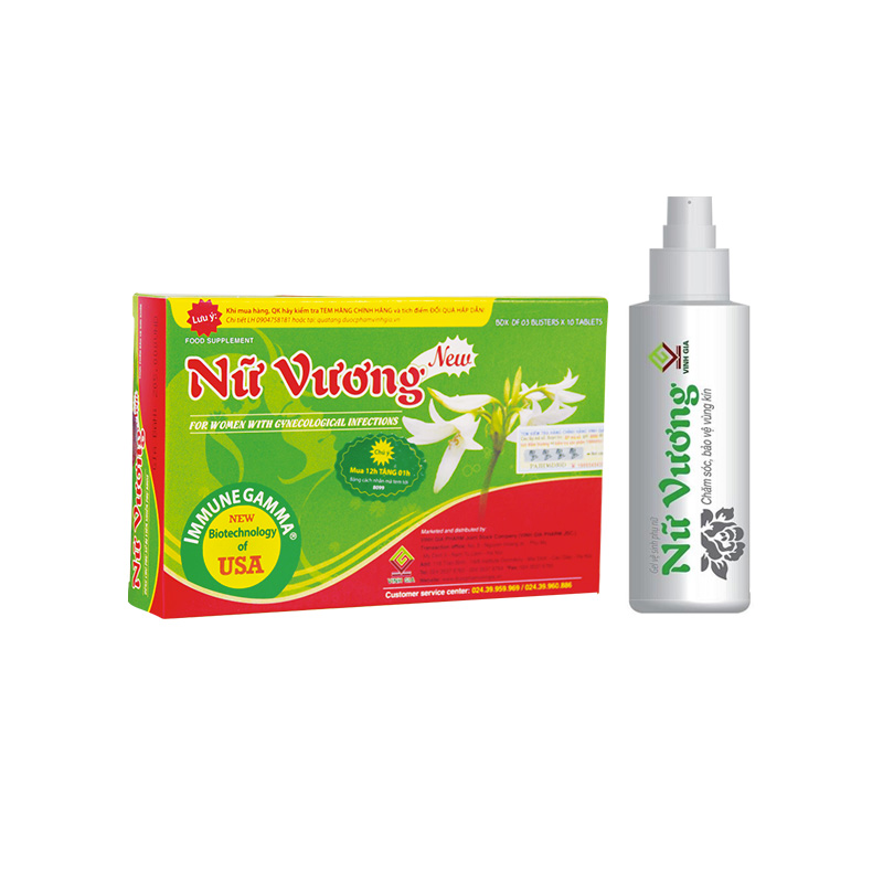 Combo viên uống Nữ Vương new và Gel vệ sinh phụ nữ Nữ Vương (Lọ 100ml)