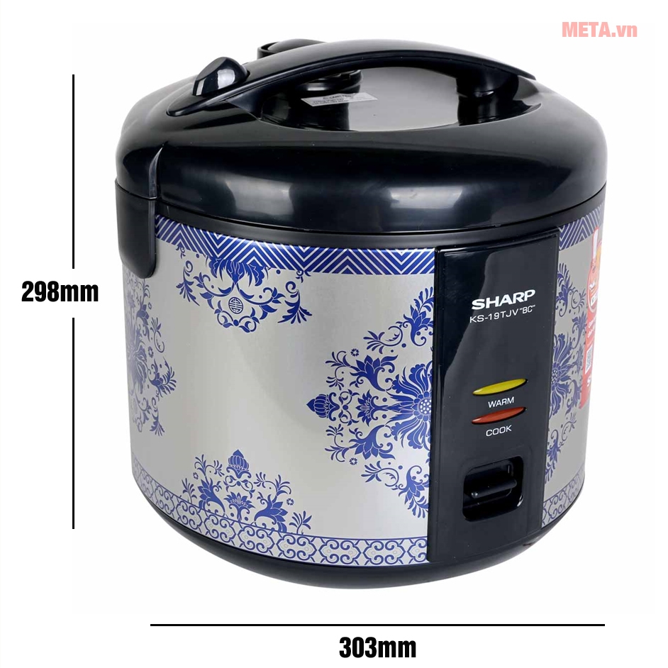 Kích thước của nồi cơm điện Sharp 1,8L KS 19TJV BC