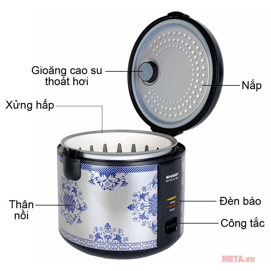 Cấu tạo nồi cơm điện Sharp KS 19TJV BC
