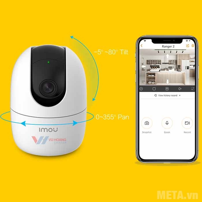 Camera wifi 2.0MP Imou IPC-A22EP-G-V2 có khả năng xoay trái/phải, trên/dưới