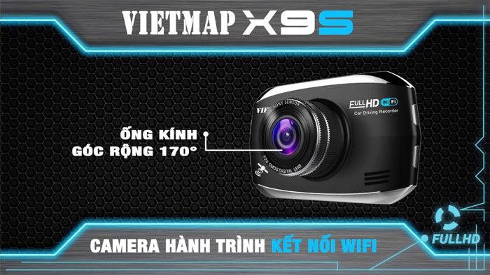 Camera Vietmap X9S có ống kính góc rộng 170 độ, hỗ trợ kết nối mạng không dây wifi