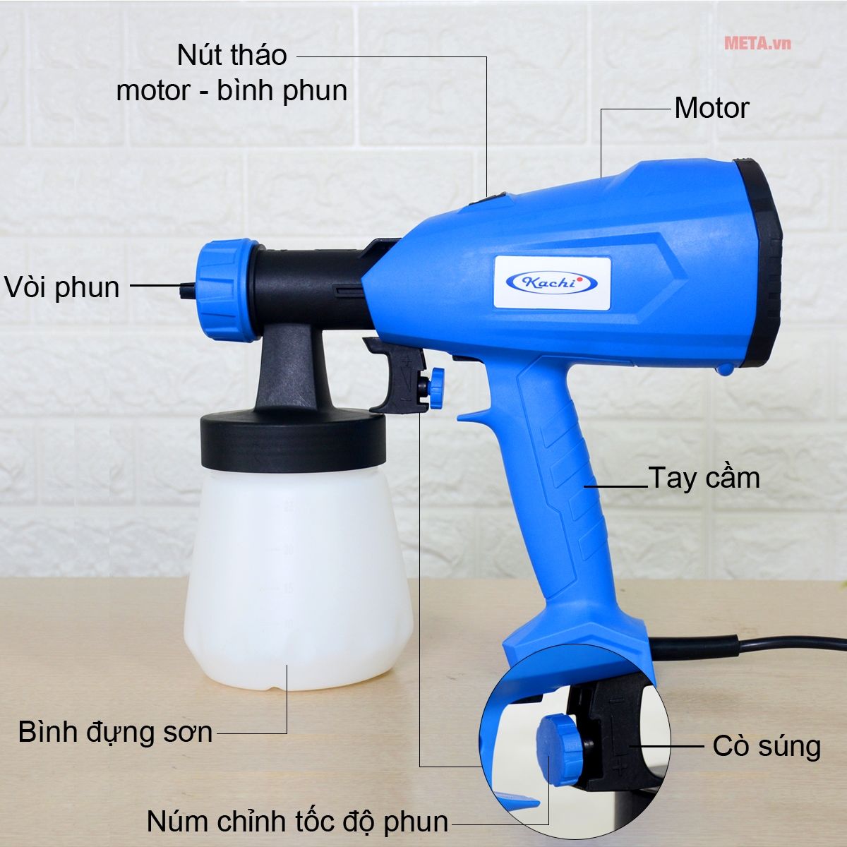 Cấu tạo máy phun sơn cầm tay Kachi MK07