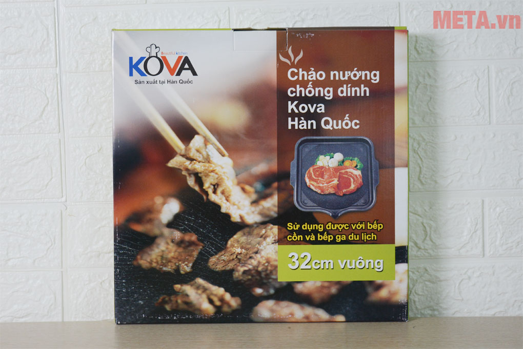 Chảo nướng chống dính Kova vuông HGS có vỏ hộp đựng gọn gàng