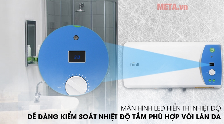 Bình nóng lạnh gián tiếp Ferroli VERDI 30L tiết kiệm điện năng.