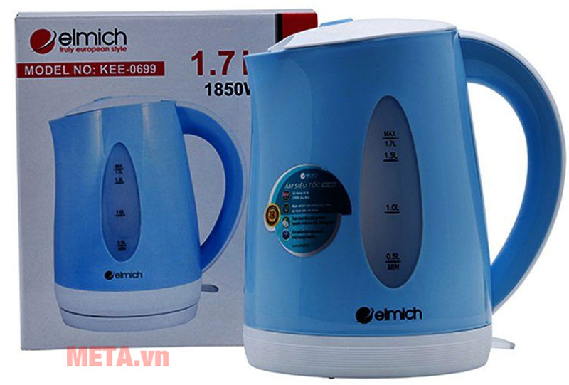 Ấm đun nước siêu tốc Elmich 1,7 lít KEE-0699 thiết kế tay cầm chắc chắn và cách nhiệt, dễ dàng di chuyển