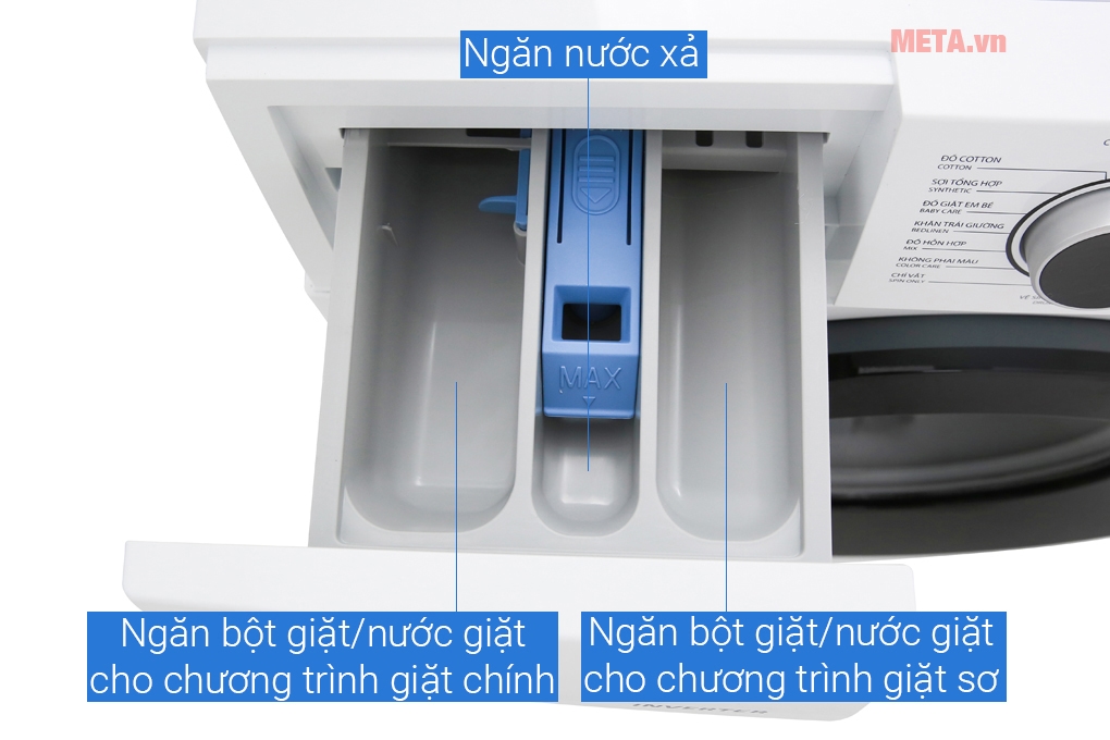 Ngăn để bột giặt/xả thơm