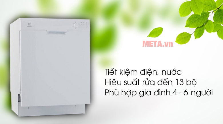 Máy rửa chén độc lập Electrolux ESF5206LOW có sức chứa 13 bộ đồ ăn châu Âu