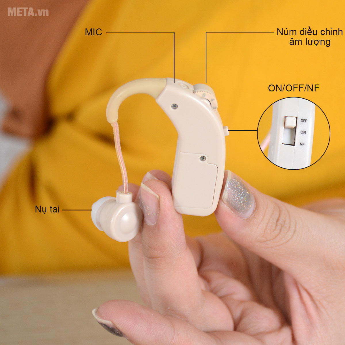 Các bộ phận của máy trợ thính không dây Mimitakara UP-64K Các bộ phận của máy trợ thính không dây Mimitakara UP-64K