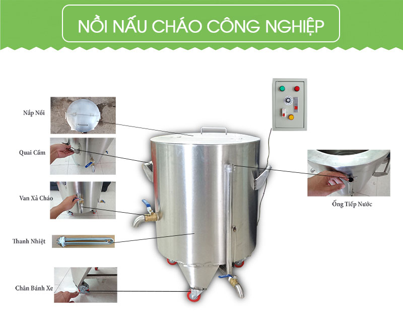 Cấu tạo chi tiết của nồi nấu cháo công nghiệp